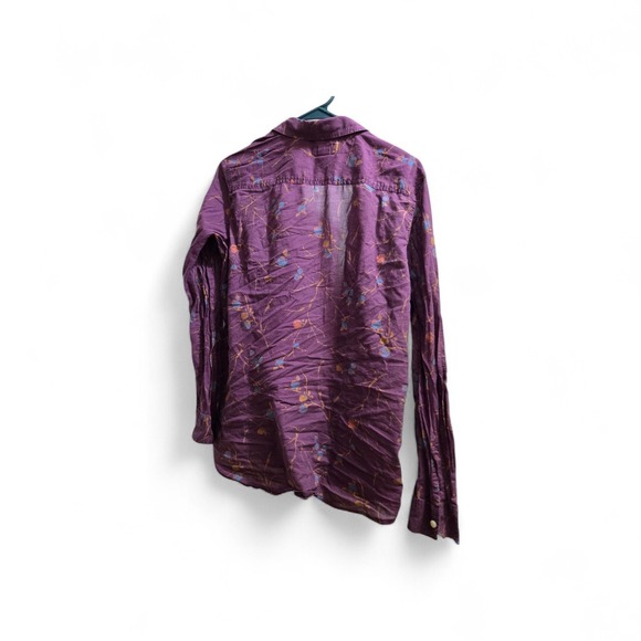 Eddie Bauer Women's Long Sleeve Button Up Shirt Floral Purple Large - Picture 2 of 6